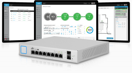 Коммутатор Ubiquiti UniFi Switch PoE 8 портов 150W US-8-150W